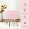 Faux Fur Vanity Chair Makeup Stool Furry Padded Seat Round Ottoman